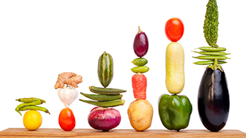 Stock image of vegetables stacked on each other.